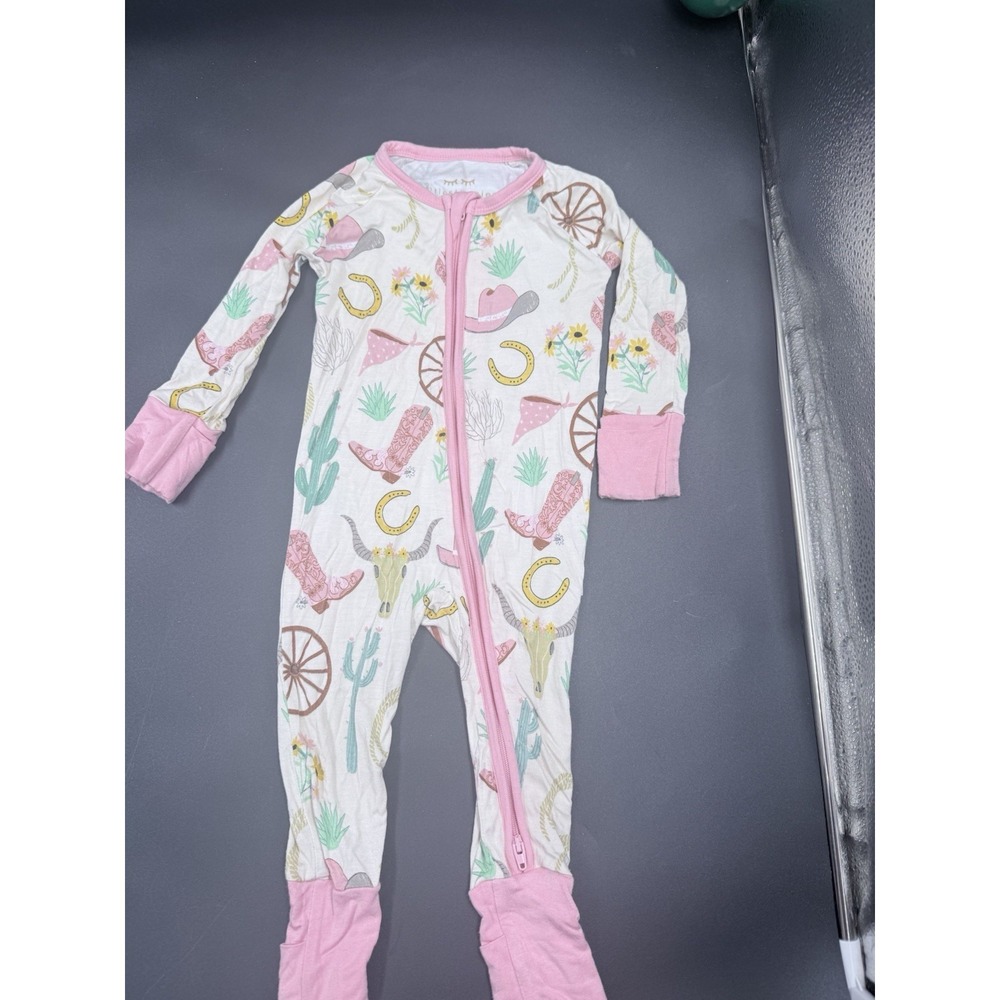 Little Sleepies Pink Ready To Rodeo 3-6 Months Zippy Bamboo Long One Piece Soft